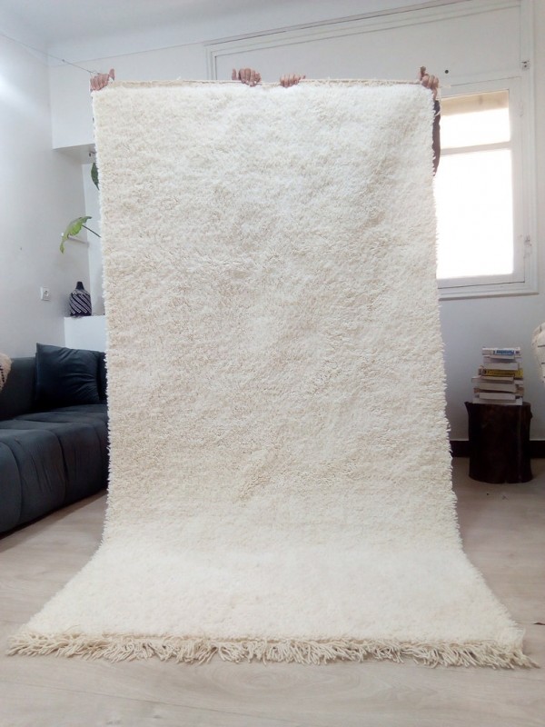 Beni Ourain Style - Hand Woven Wool Rug - Uni Faded Carpet - Tribal Rug  - 247X135cm