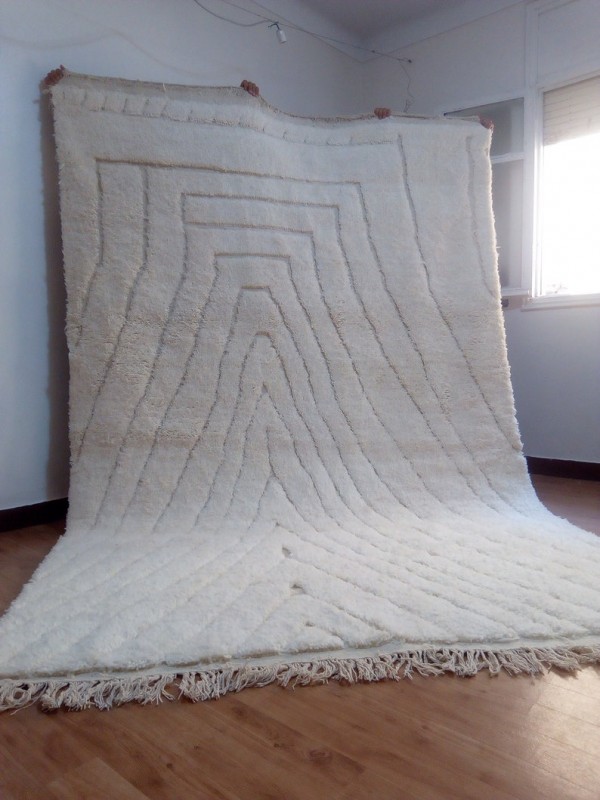 Modern beni ourain style -  Diamonds Uni Pattern - Moroccan rug - hand woven Wool - 320 X 207cm