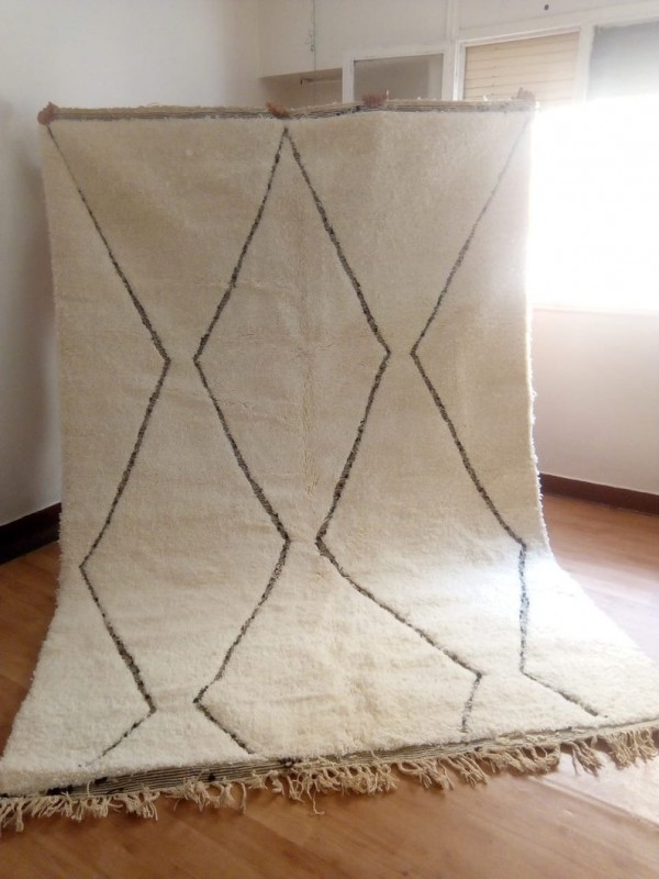 Berber carpet - Beni Ourain Tribal Style- Shag Pile - Wool - 303 X 206cm