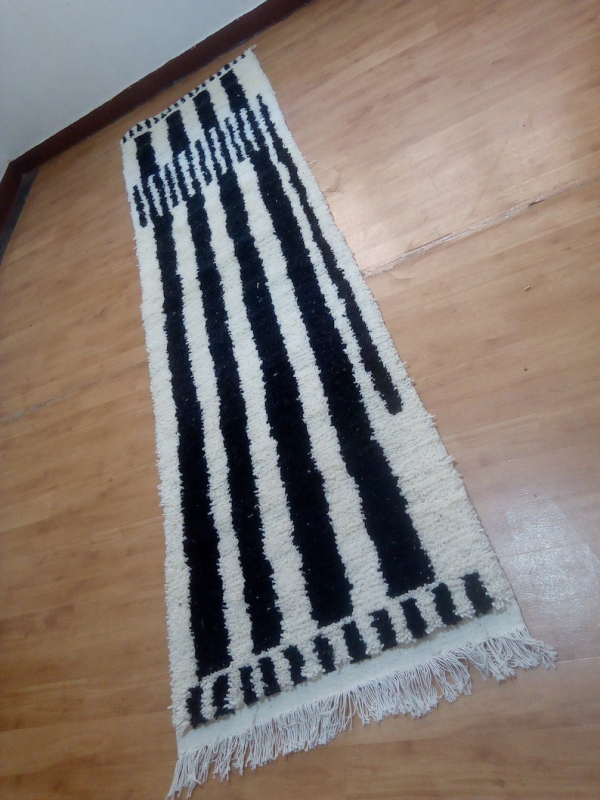 Wool Runner carpet - Berber Style Hand Woven Carpet from morocco - 300 X 78cm