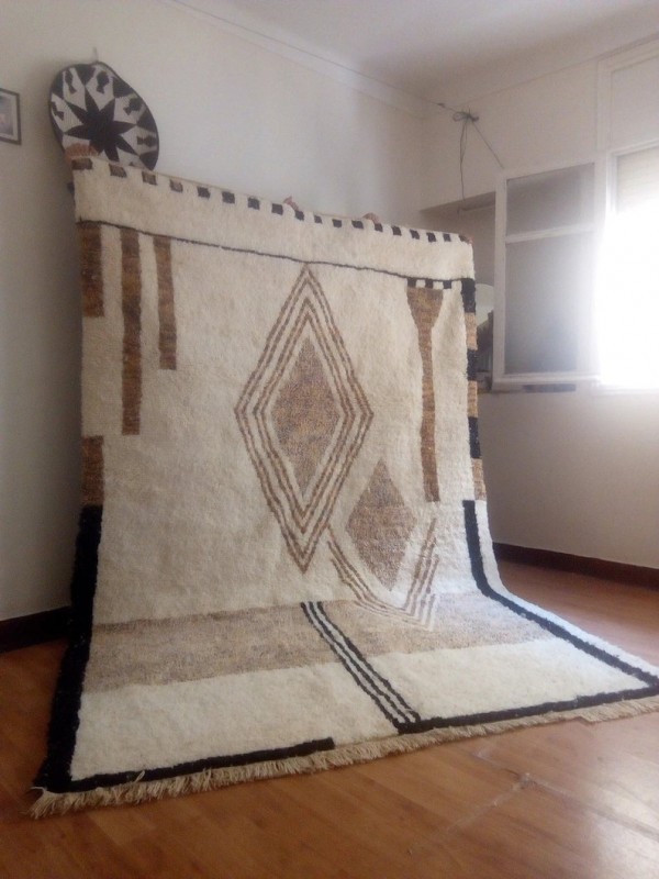  Moroccan Hand Woven Rug - Deep Brown Level Design Carpet  - Wool - 308 X 201cm
